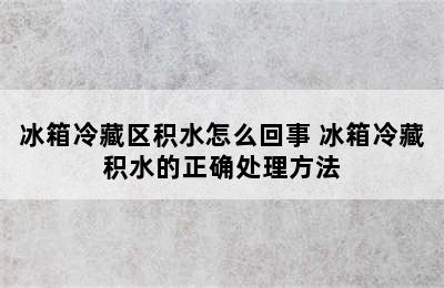 冰箱冷藏区积水怎么回事 冰箱冷藏积水的正确处理方法